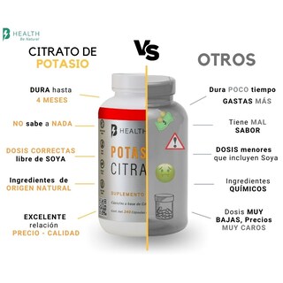 Foto 3 | Suplemento Alimenticio Citrato de Potasio B Health B Natural 100% Natural sin Azúcar 240 Cápsulas Frasco Blanco