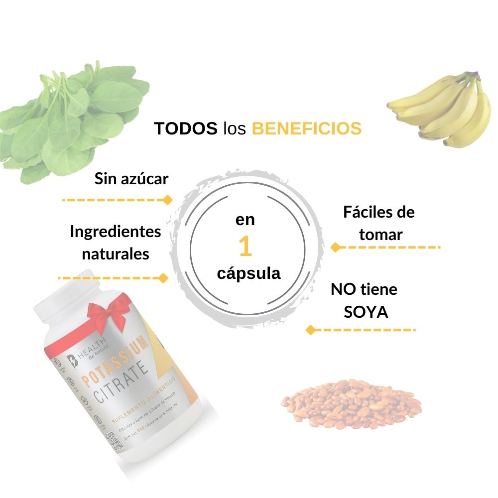 Foto 5 pulgar | Suplemento Alimenticio Citrato de Potasio B Health B Natural 100% Natural sin Azúcar 240 Cápsulas Frasco Blanco