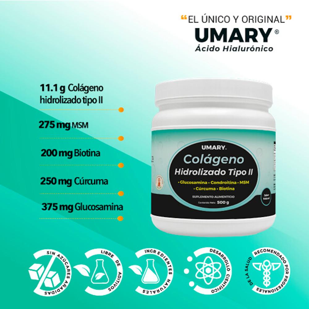 Foto 3 pulgar | Colágeno Hidrolizado Umary Tipo II con Biotina 500 g