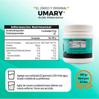 Foto 3 | Colágeno Hidrolizado Umary Tipo II con Biotina 500 g
