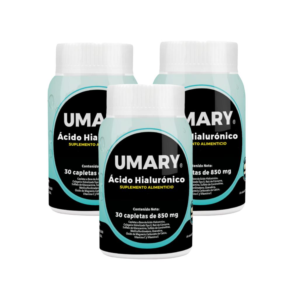 Ácido Hialurónico Umary 3 Frascos con 30 Tabletas C/U
