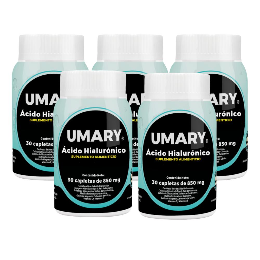 Ácido Hialurónico Umary 5 Frascos con 30 Tabletas