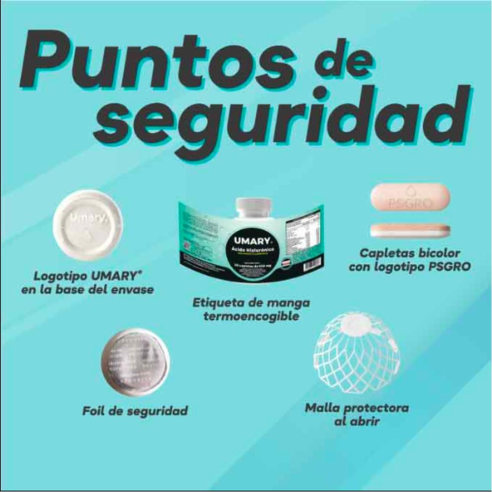 Foto 4 pulgar | Ácido Hialurónico Umary 5 Frascos con 30 Tabletas