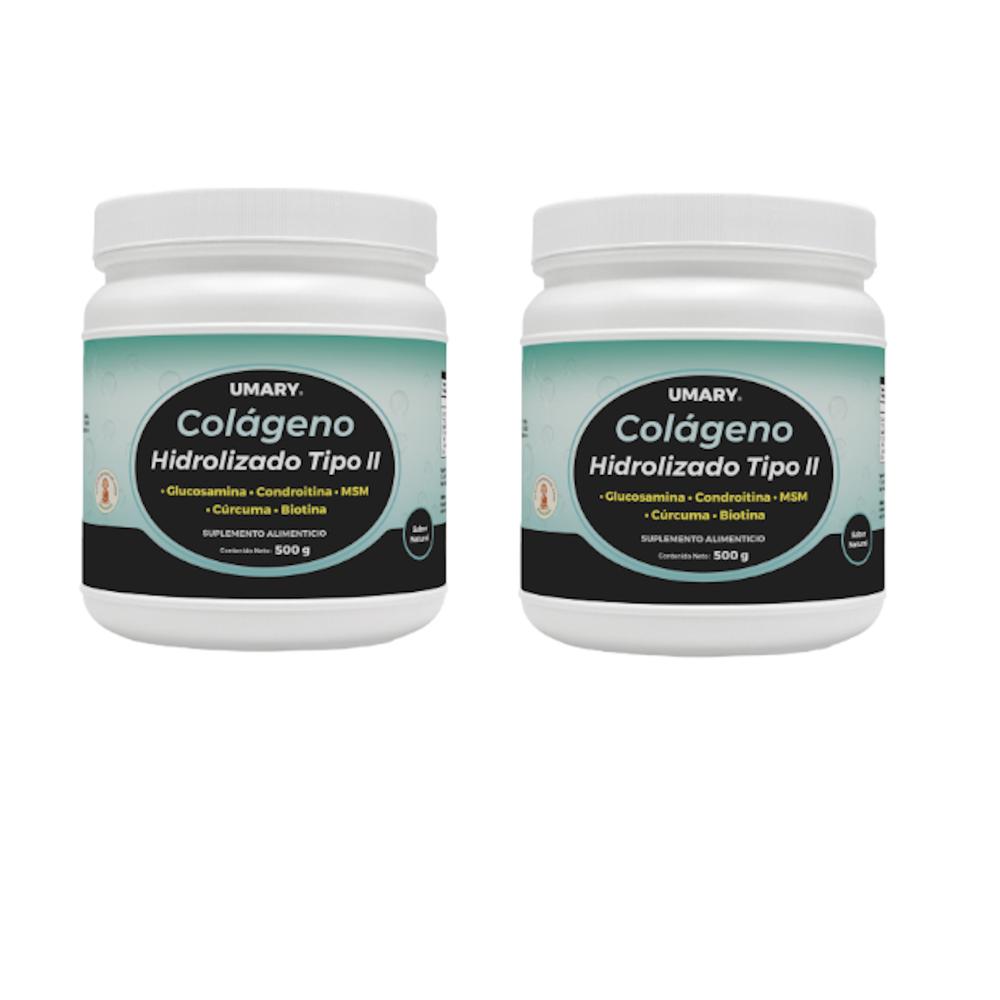 Colágeno Hidrolizado Tipo Ii Polvo con Biotina Umary  500gr 2 Piezas