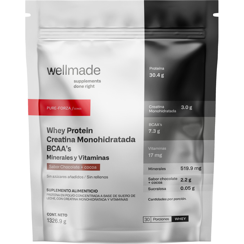 Foto 2 pulgar | Suplemento Alimenticio Polvo Wellmade Proteína Whey Creatina BCAAs 1.3 KG