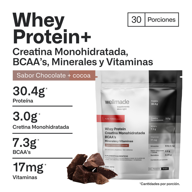 Foto 3 pulgar | Suplemento Alimenticio Polvo Wellmade Proteína Whey Creatina BCAAs 1.3 KG