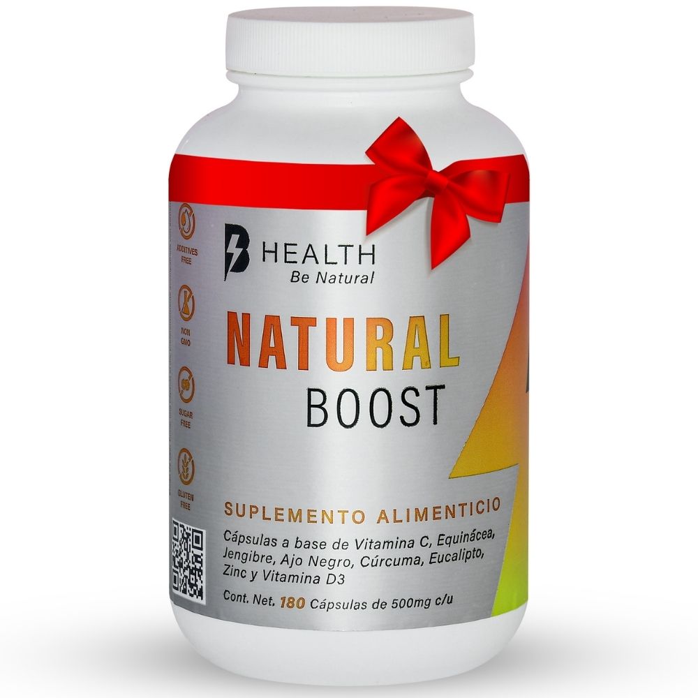 Foto 2 pulgar | Natural Boost Health B Natural VitaminaC, D3, jengibre, cúrcuma, ajo negro, zinc 180 Cápsulas Frasco Blanco