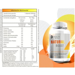 Foto 8 | Natural Boost Health B Natural VitaminaC, D3, jengibre, cúrcuma, ajo negro, zinc 180 Cápsulas Frasco Blanco