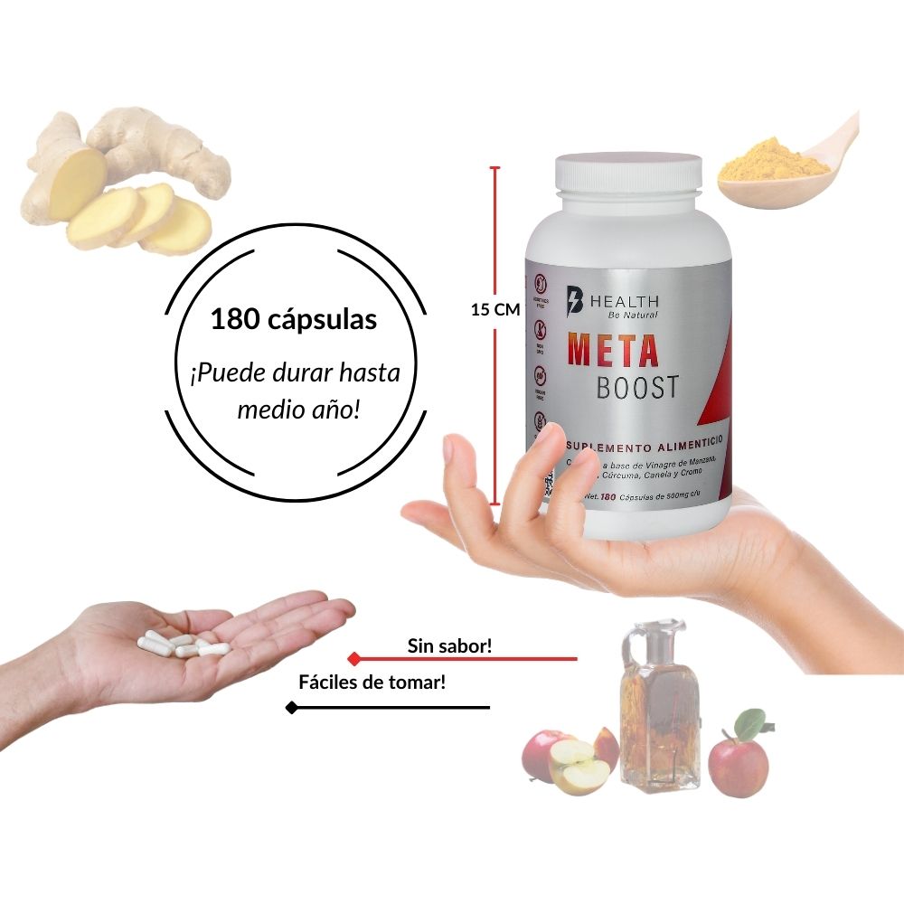 Foto 8 pulgar | Suplemento Alimenticio Meta Boost Health B Natural Vinagre de Manzana Canela sin Azúcar 180 Cápsulas