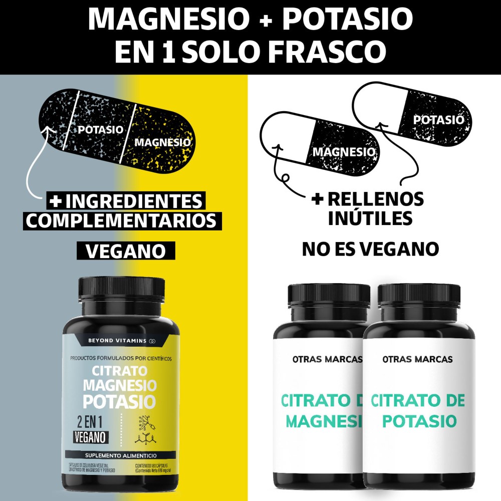 Foto 4 | Suplemento Alimenticio Beyond Vitamins Citrato De Magnesio + Potasio  180 Cápsulas