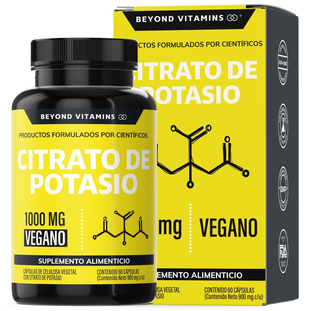 Foto 2 pulgar | Suplemento Alimenticio Beyond Vitamins Citrato De Potasio 1000mg | Platano En Polvo, Curcuma Y Semilla De Uva 60 Cápsu
