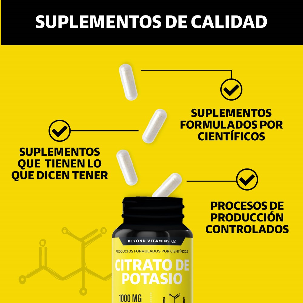 Foto 4 pulgar | Suplemento Alimenticio Beyond Vitamins Citrato De Potasio 1000mg | Platano En Polvo, Curcuma Y Semilla De Uva 180 Cáp
