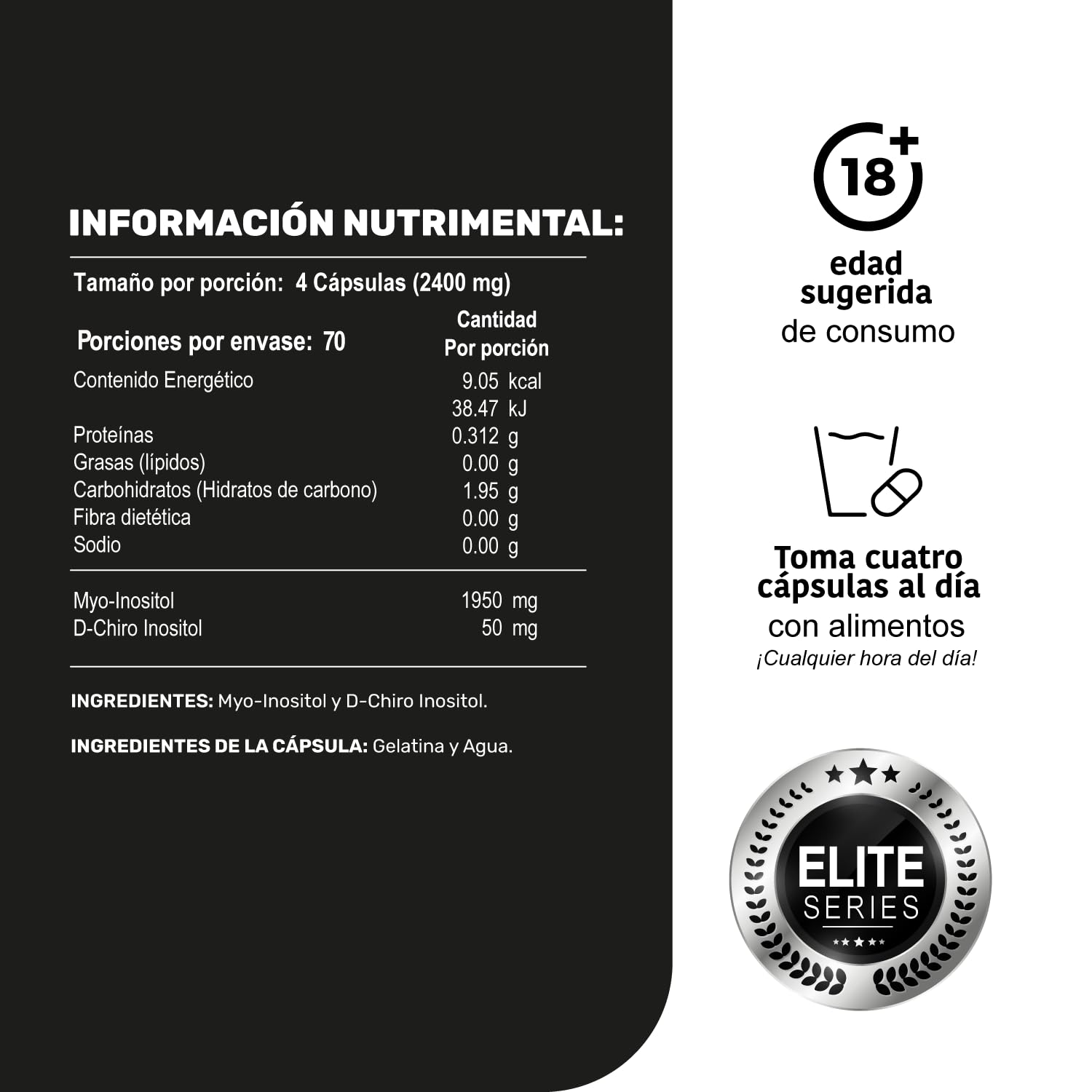 Foto 4 pulgar | Suplemento Life 360+ Inositol Elite Myo & D-Chiro 280 Caps