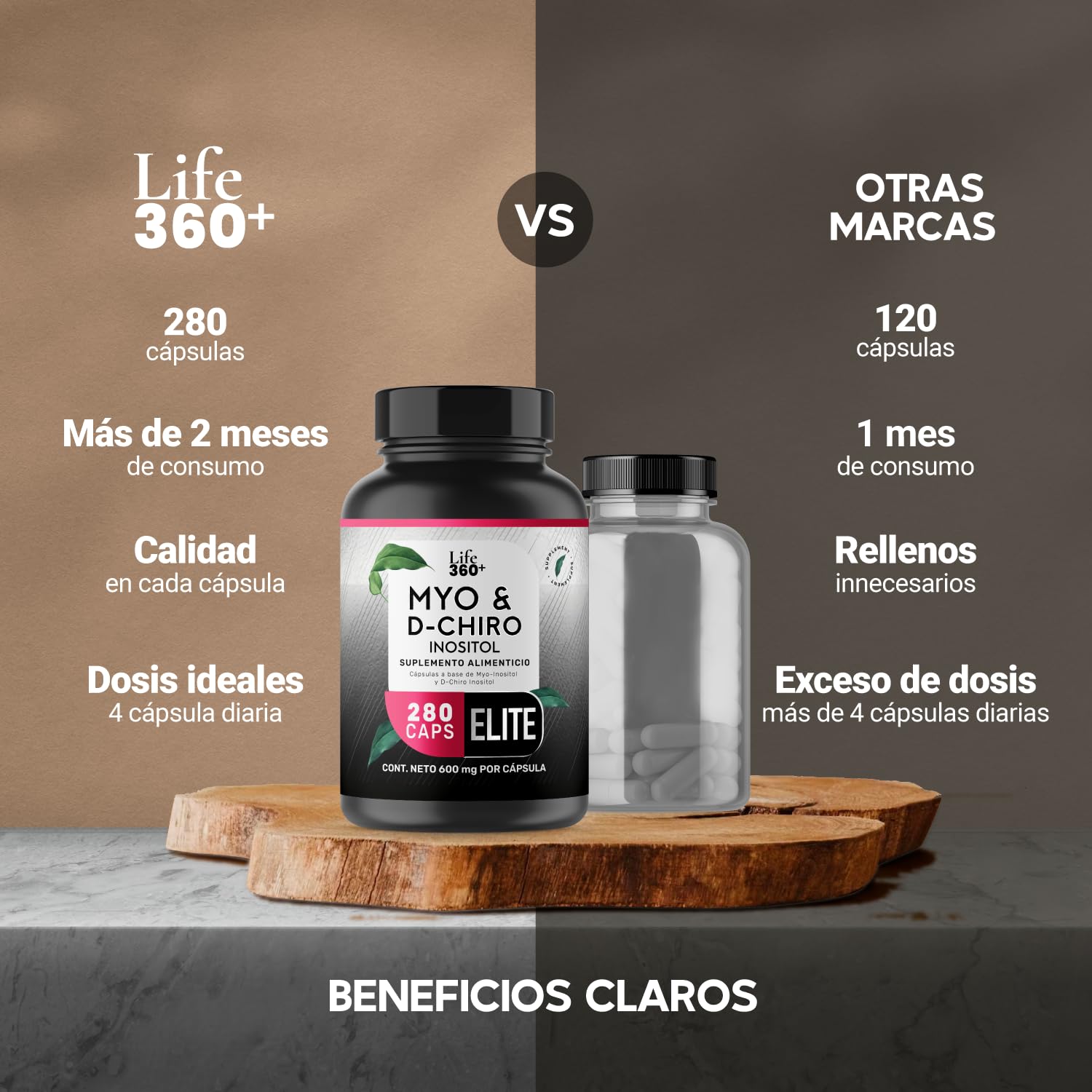 Foto 6 pulgar | Suplemento Life 360+ Inositol Elite Myo & D-Chiro 280 Caps