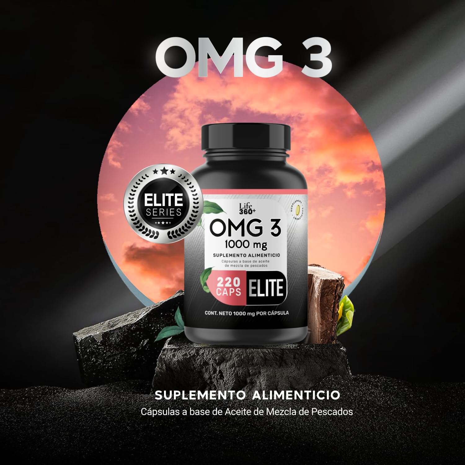 Foto 3 pulgar | Suplemento Alimenticio Life 360+ Omega 3 Elite Salmon 1000 mg 220 Caps