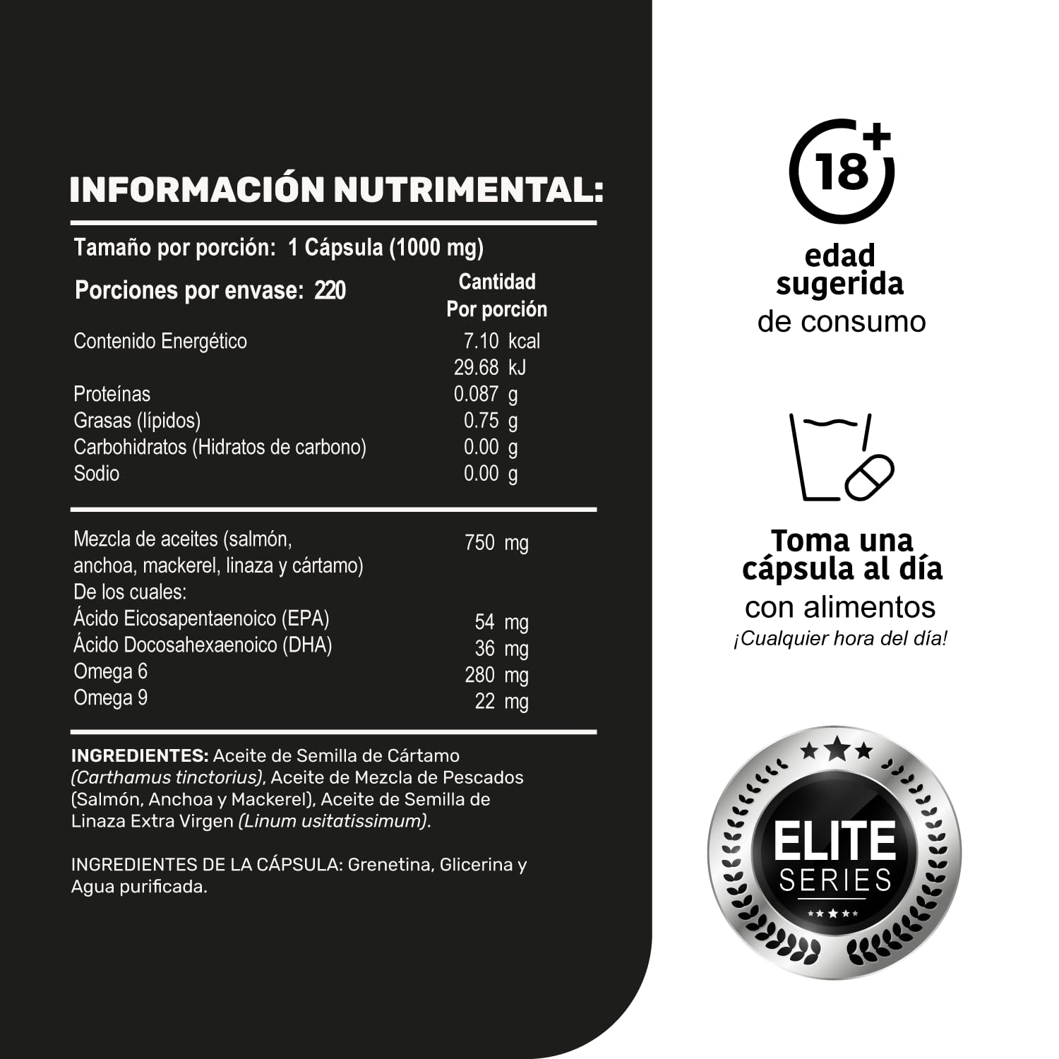 Foto 4 pulgar | Suplemento Alimenticio Life 360+ Omega 3 Elite Salmon 1000 mg 220 Caps