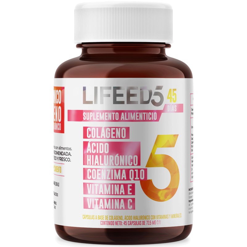 Suplemento Lifeed5 Skin Ácido Hialurónico Colágeno 45 Caps