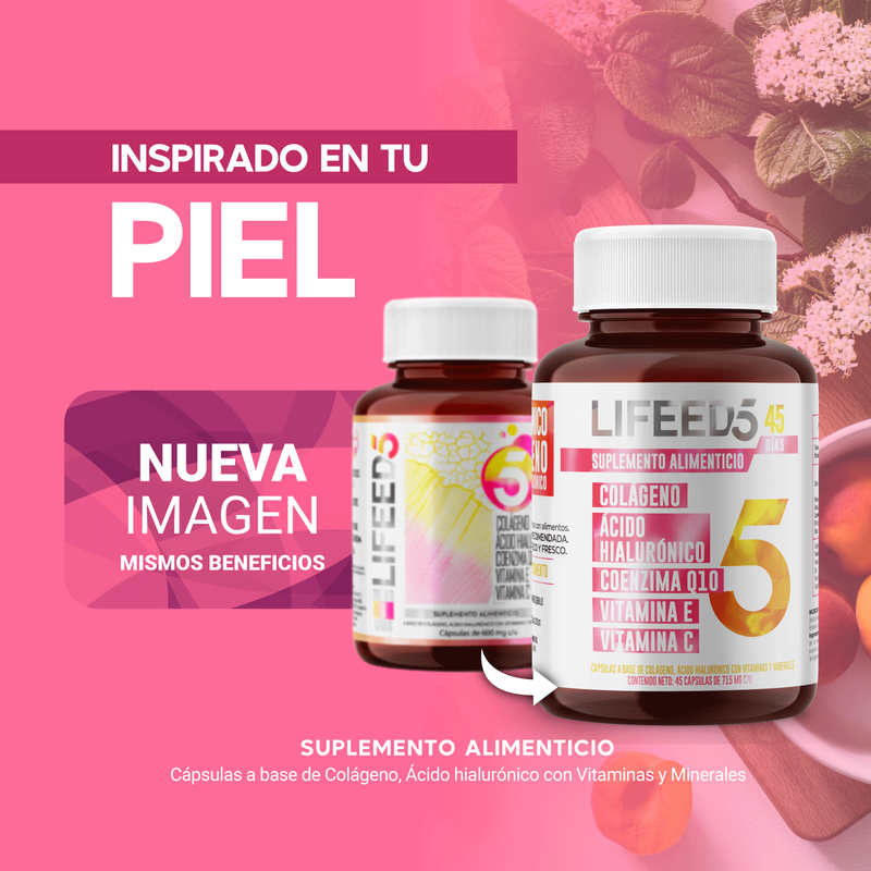Foto 3 pulgar | Suplemento Lifeed5 Skin Ácido Hialurónico Colágeno 45 Caps