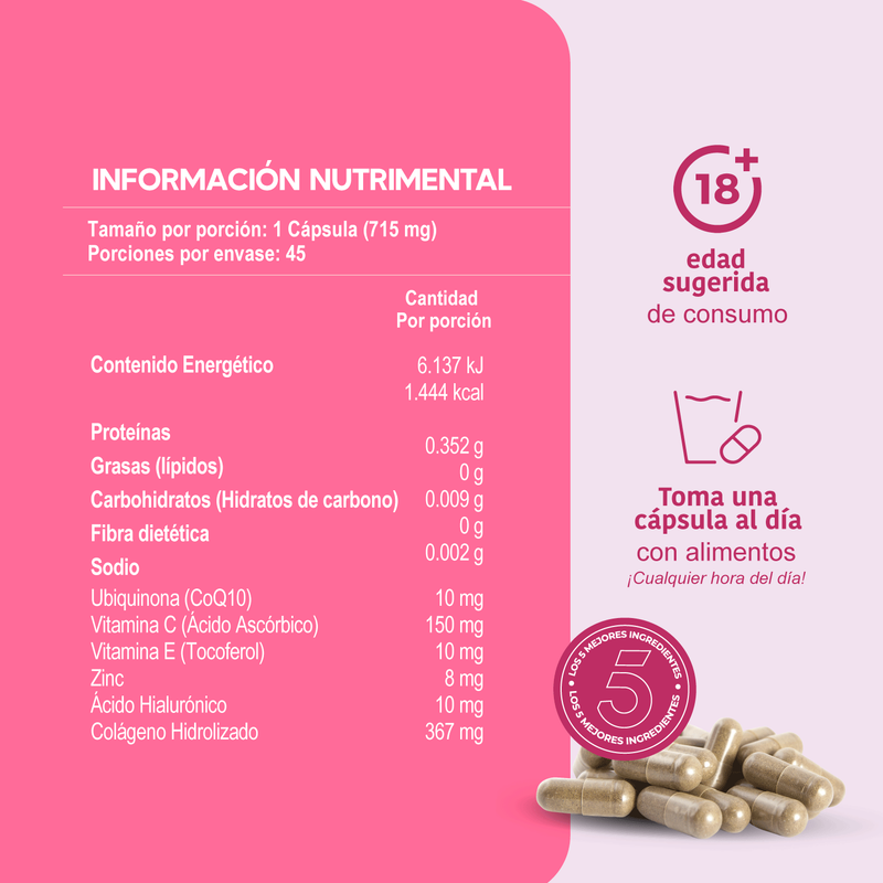 Foto 4 pulgar | Suplemento Lifeed5 Skin Ácido Hialurónico Colágeno 45 Caps