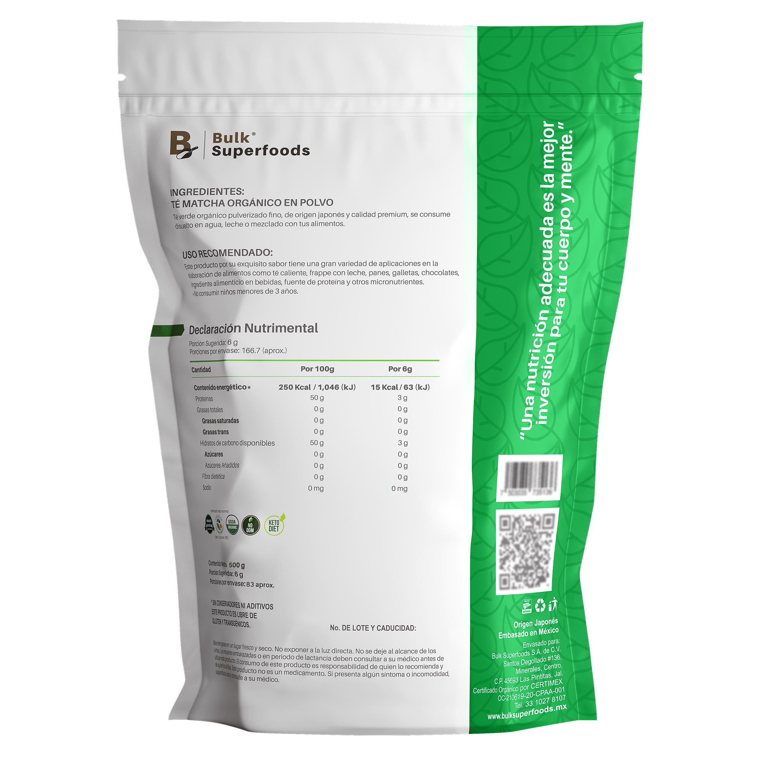 Foto 3 pulgar | Té Matcha en Polvo Orgánico 500 g