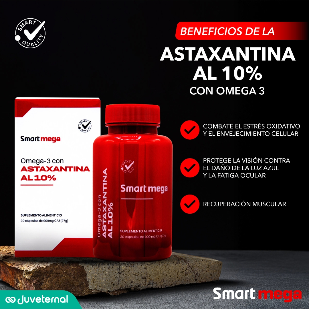 Foto 5 pulgar | Suplemento Alimenticio Smart Mega OMEGA 3 con Astaxantina 10% 30 cápsulas Salud Cardiovascular y Protección Celular