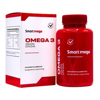 Foto 1 | Suplemento Alimenticio Smart Mega OMEGA 3 con 33% EPA y 22% DHA 30 cápsulas Salud Cardiovascular y Cerebral