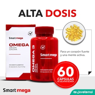Foto 2 | Suplemento Alimenticio Smart Mega OMEGA 3 con 33% EPA y 22% DHA 30 cápsulas Salud Cardiovascular y Cerebral