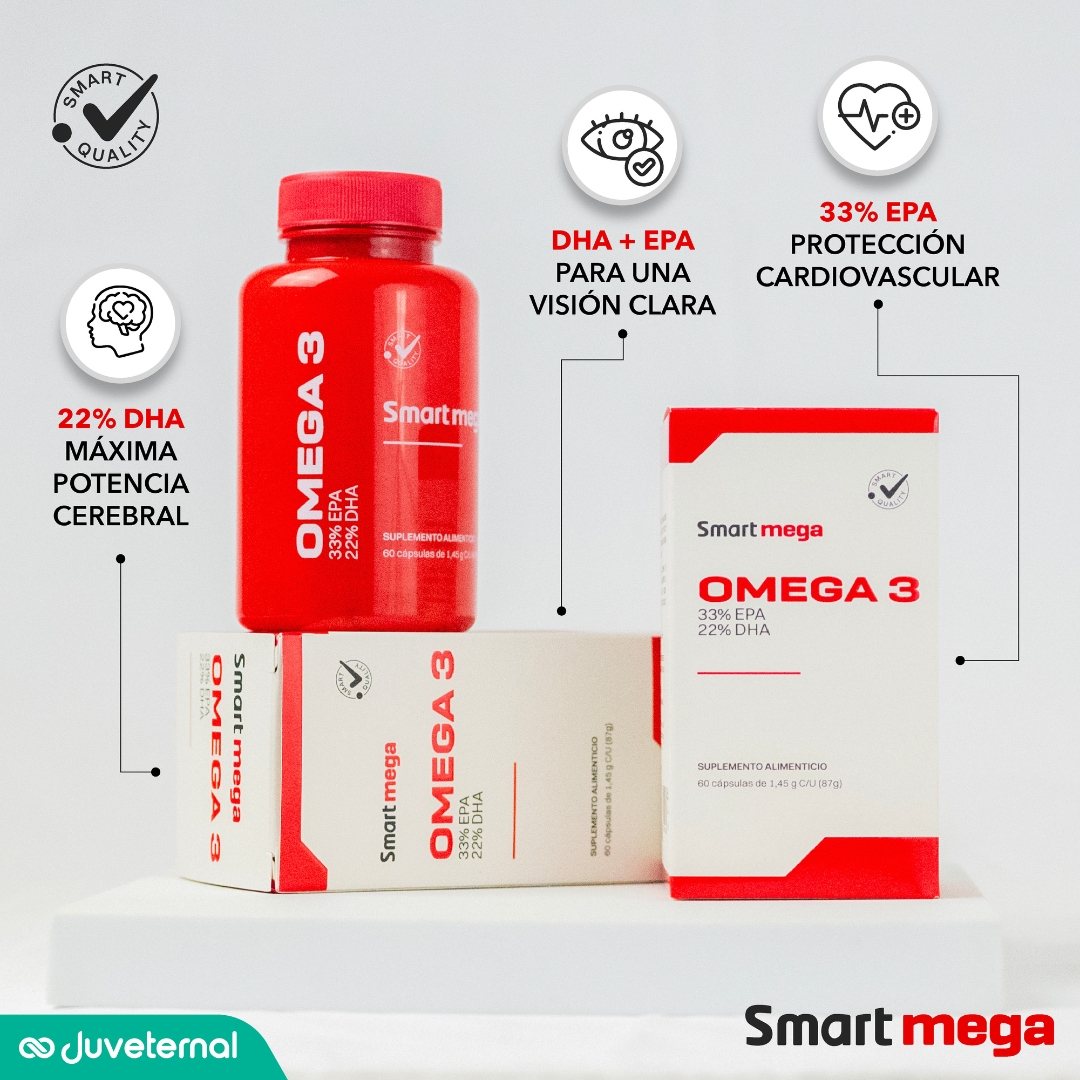 Foto 4 pulgar | Suplemento Alimenticio Smart Mega OMEGA 3 con 33% EPA y 22% DHA 30 cápsulas Salud Cardiovascular y Cerebral