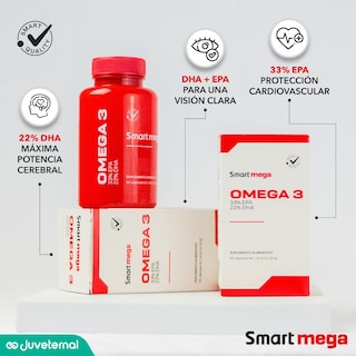 Foto 3 | Suplemento Alimenticio Smart Mega OMEGA 3 con 33% EPA y 22% DHA 30 cápsulas Salud Cardiovascular y Cerebral