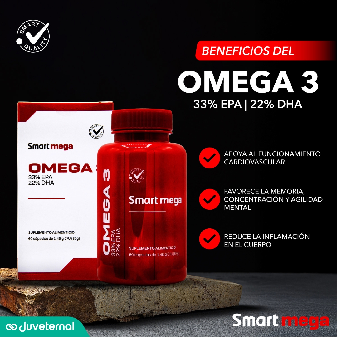 Foto 5 pulgar | Suplemento Alimenticio Smart Mega OMEGA 3 con 33% EPA y 22% DHA 30 cápsulas Salud Cardiovascular y Cerebral