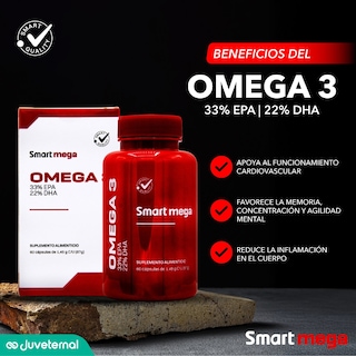 Foto 4 | Suplemento Alimenticio Smart Mega OMEGA 3 con 33% EPA y 22% DHA 30 cápsulas Salud Cardiovascular y Cerebral