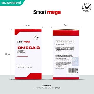 Foto 7 | Suplemento Alimenticio Smart Mega OMEGA 3 con 33% EPA y 22% DHA 30 cápsulas Salud Cardiovascular y Cerebral