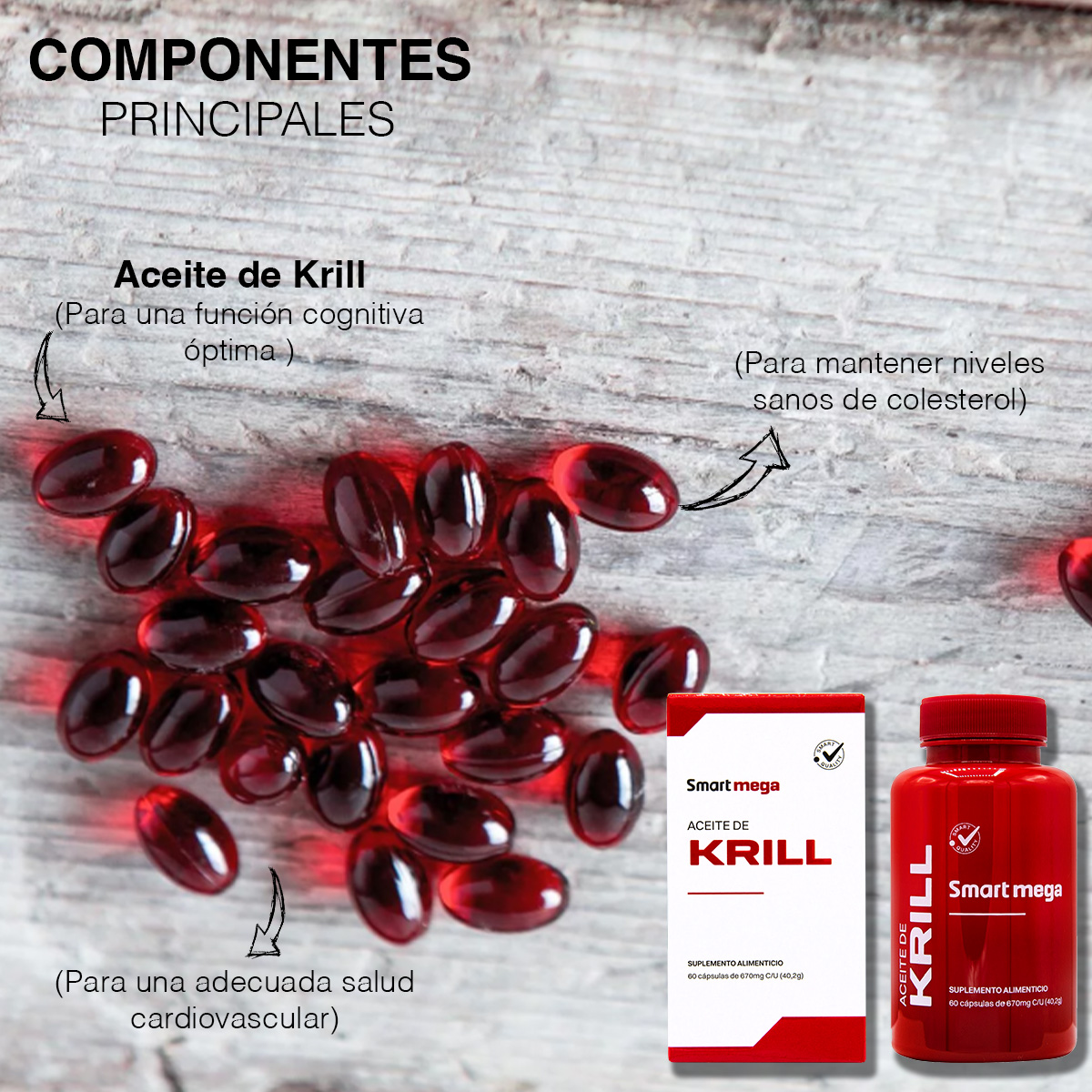 Foto 5 pulgar | Aceite de Omega + Aceite de Krill 60 Cápsulas Smart Mega