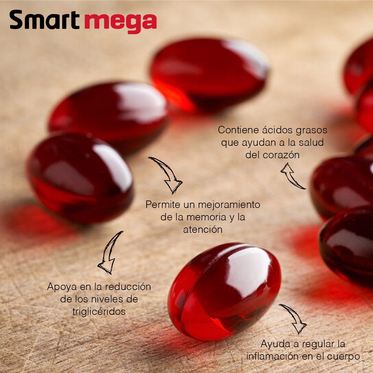 Foto 6 pulgar | Aceite de Omega + Aceite de Krill 60 Cápsulas Smart Mega