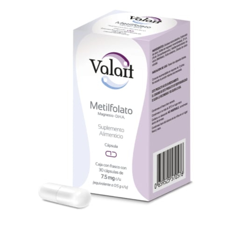 Foto 2 pulgar | Valait Metilfolato 7.5 Mg Suplemento Alimenticio Con 30 Cápsulas