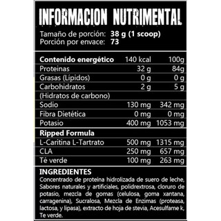 Foto 3 | Proteína Ripped Whey Baja en Carb 43 Supplements 2.4 KG