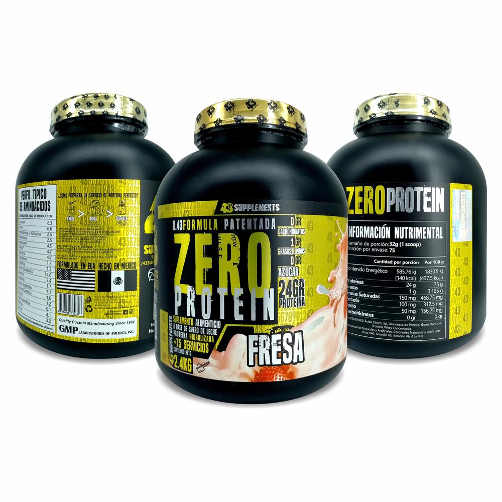 Foto 4 pulgar | 43 Proteina Zero Hidrolizada 2.4 Kg Fresa 43 Supplements