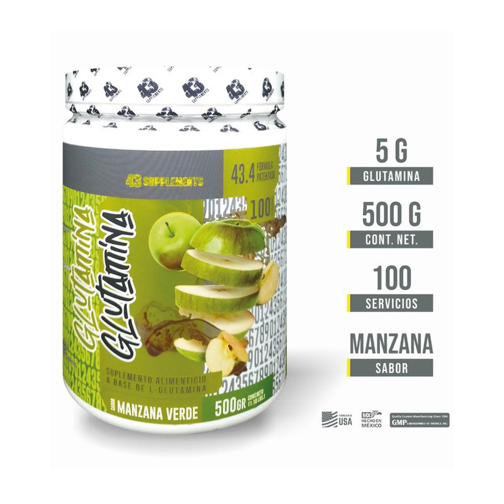 Foto 3 pulgar | Glutamina En Polvo 500gr 43 Supplements Manzana Y Mango