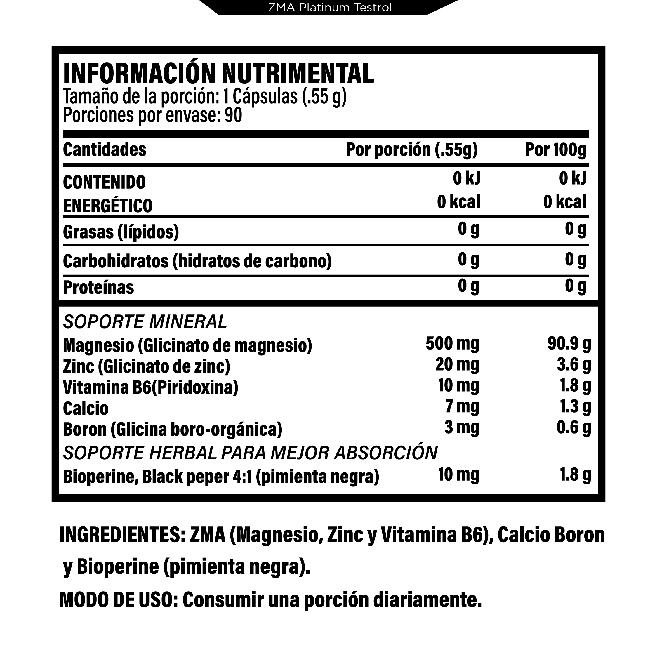 Foto 3 pulgar | Zma Platinum 90 Cápsulas