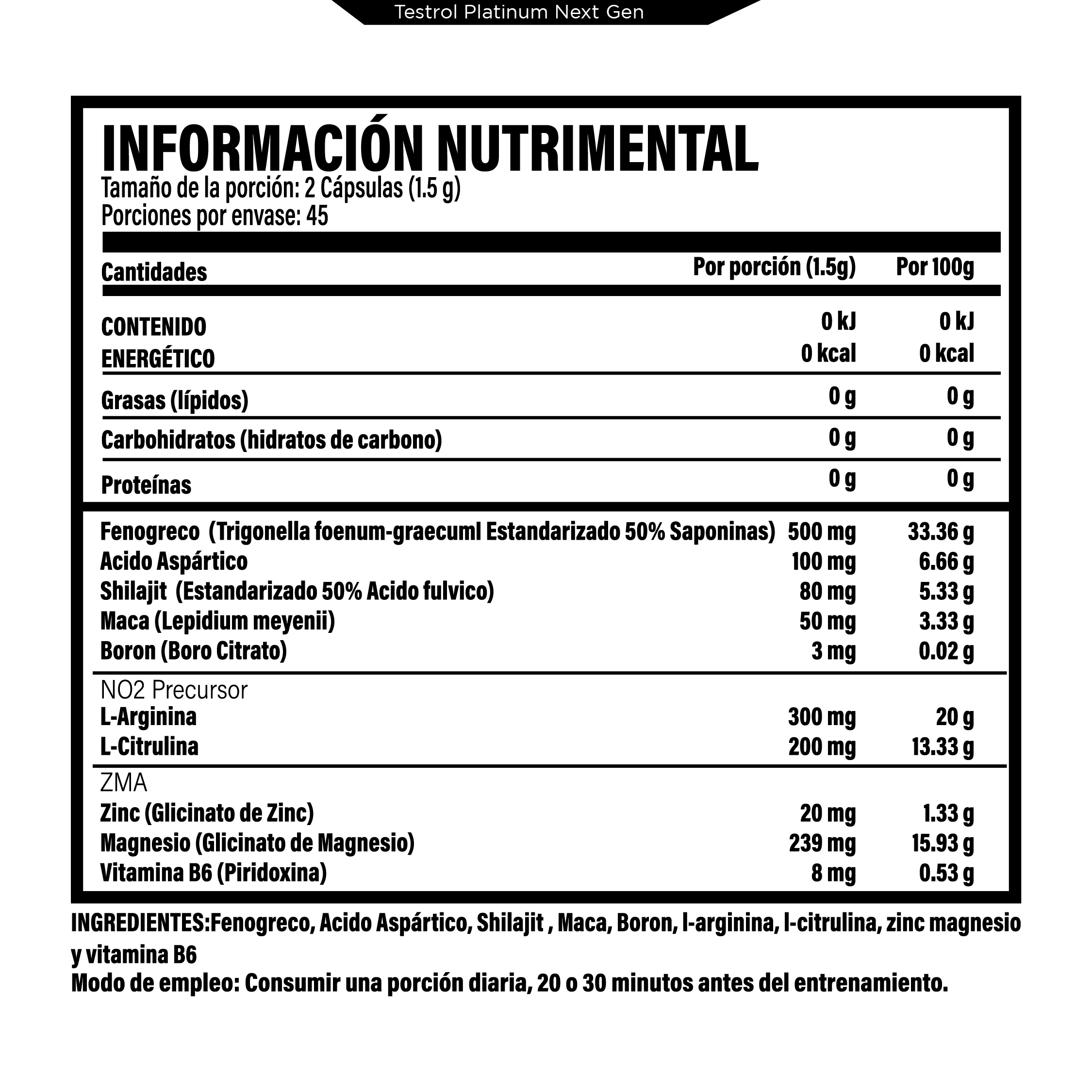 Foto 3 pulgar | Testrol | Platinum Next Gen 7 En 1 | Precursor De No2