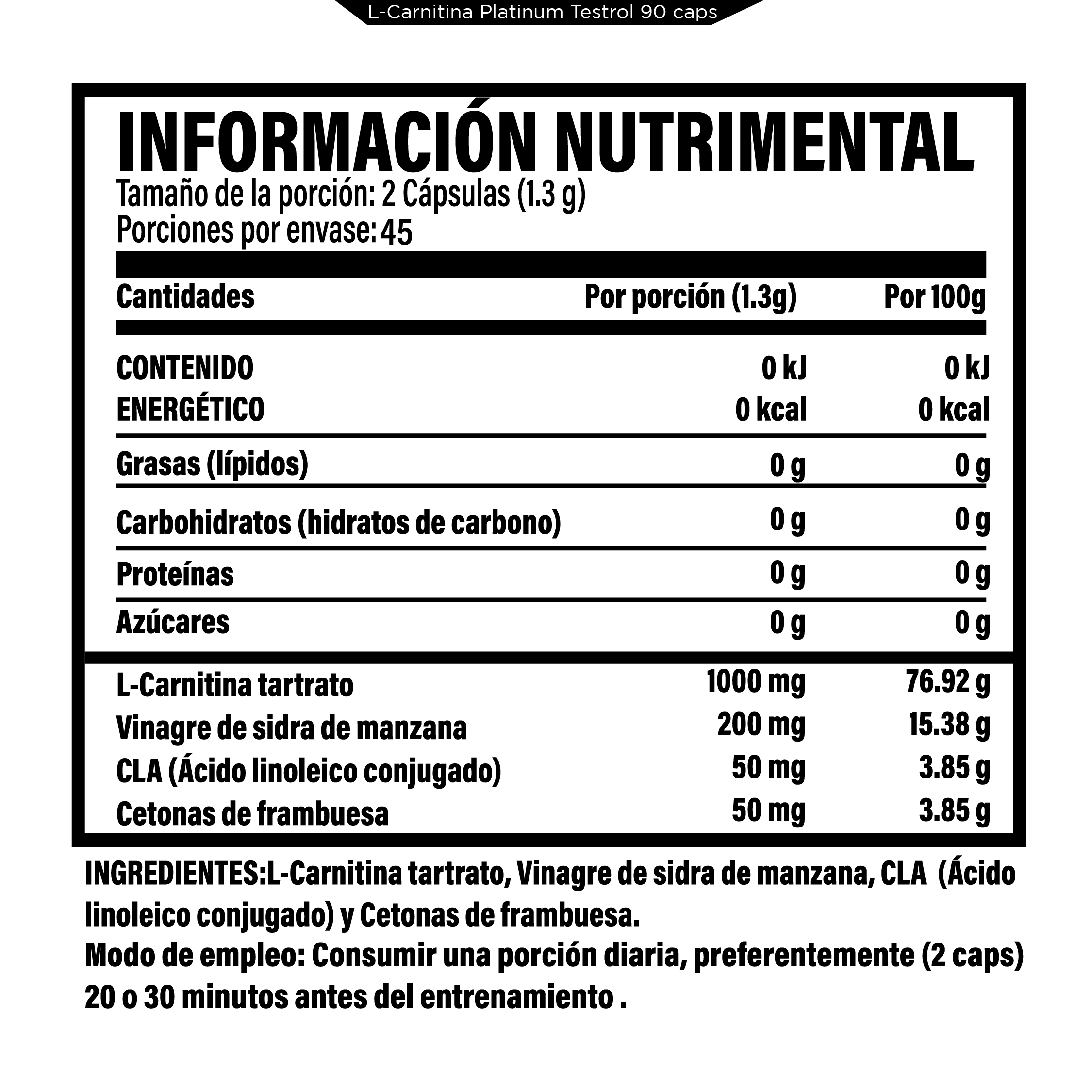 Foto 3 pulgar | L Carnitina Platinum 90 Cápsulas