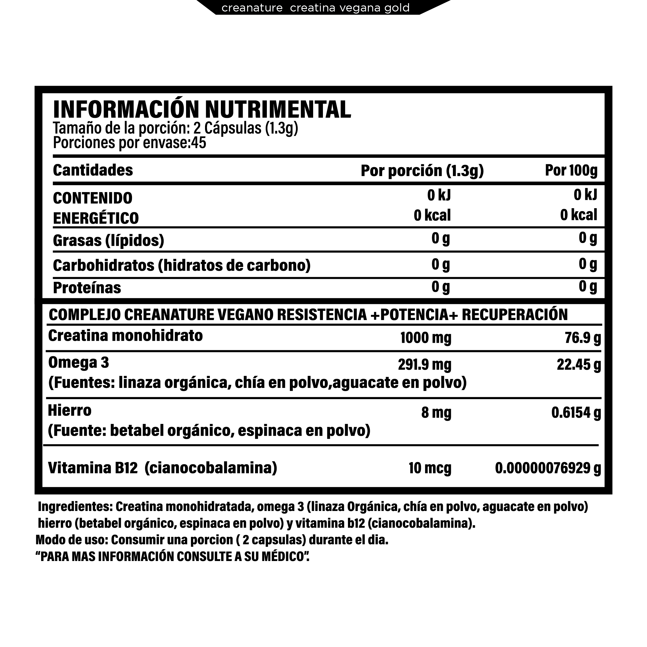 Foto 3 pulgar | Creanature (creatina Vegana)