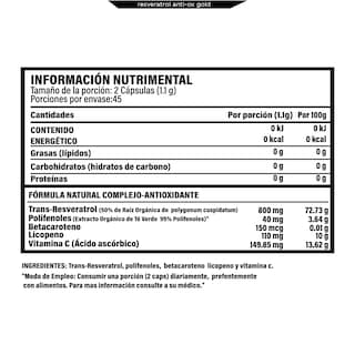 Foto 2 | Resveratrol 90 Cápsulas.