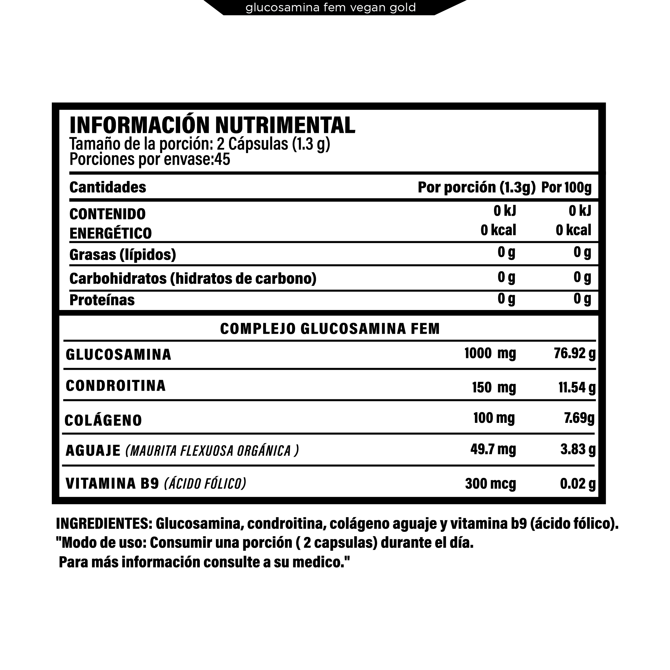 Foto 3 pulgar | Glucosamina Fem Complex