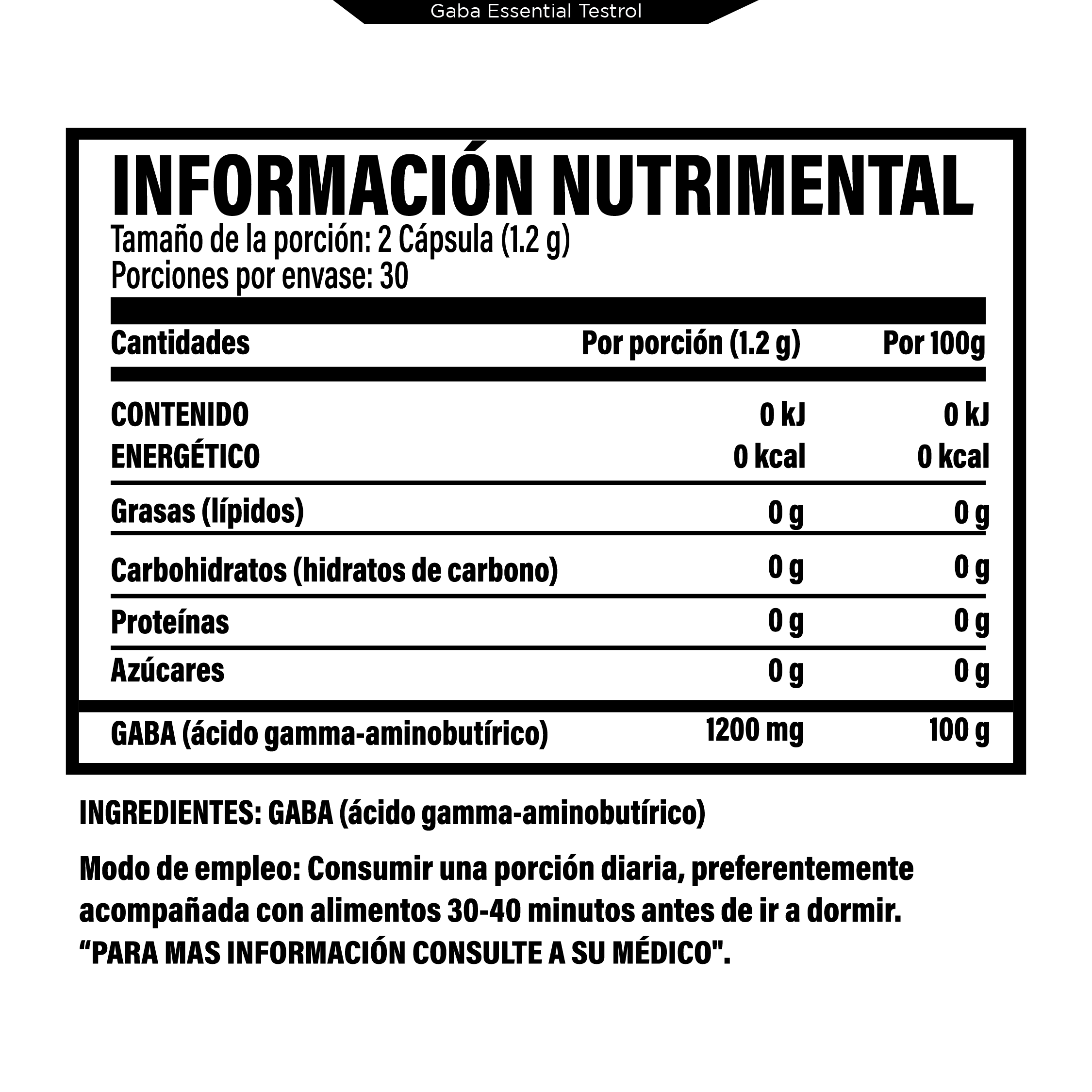Foto 3 pulgar | Gaba 1200 Mg | Testrol | Essential | 60 Caps