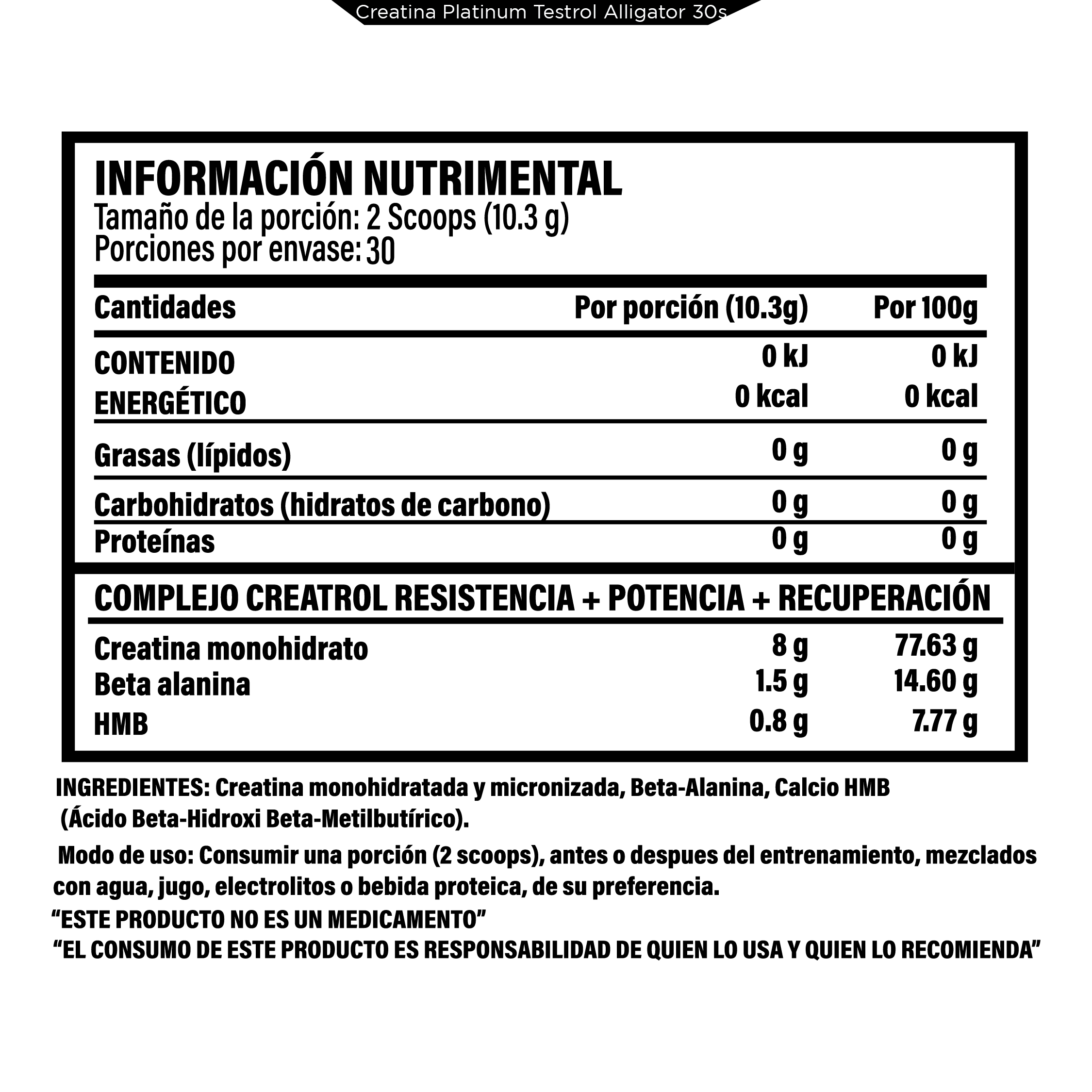 Foto 3 pulgar | Creatina Platinum 30 Servicios