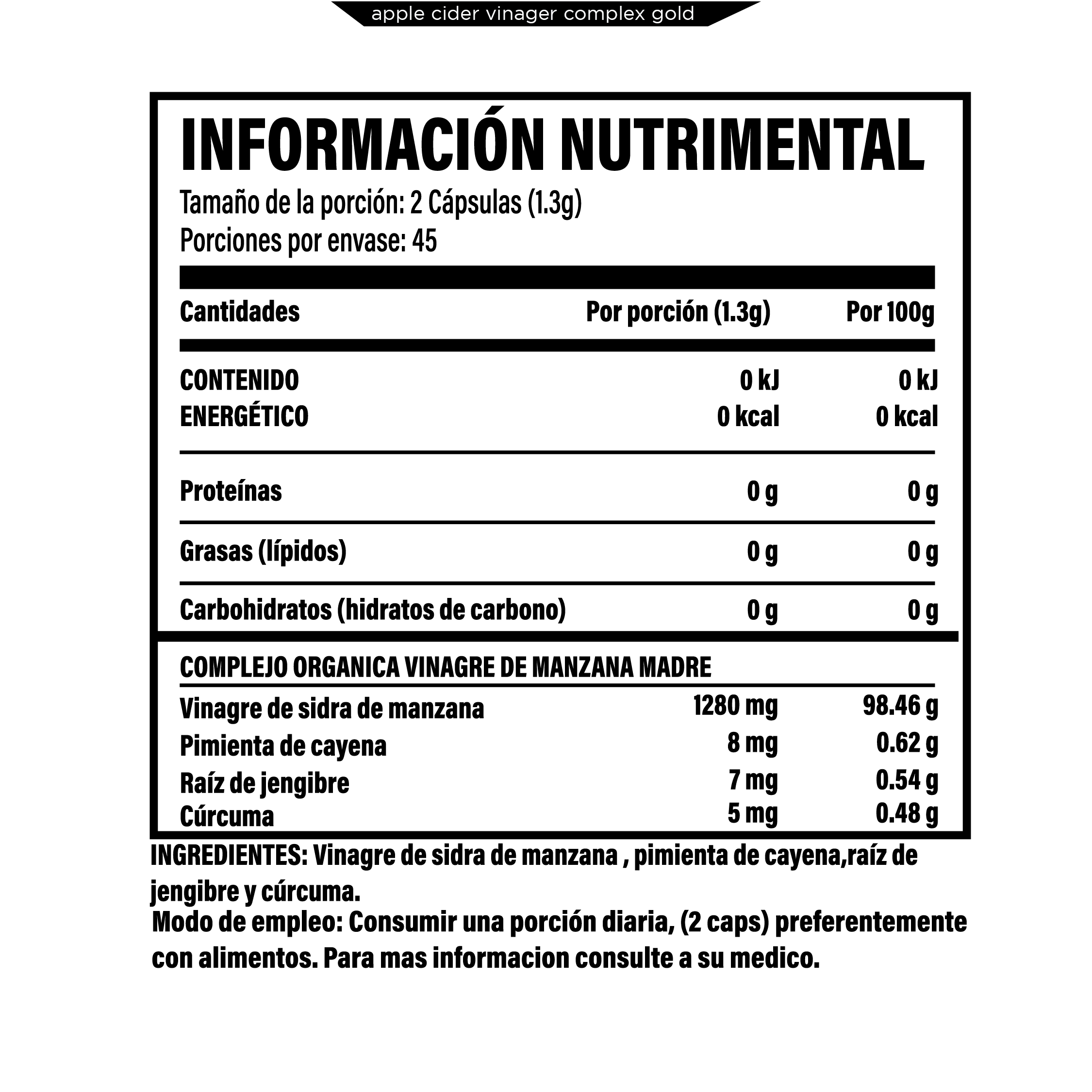 Foto 2 | Vinagre De Manzana 90 Cápsulas.