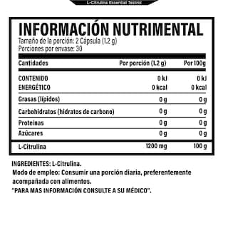 Foto 2 | L-citrulina 1200 Mg | Testrol Essential | 60 Capsulas