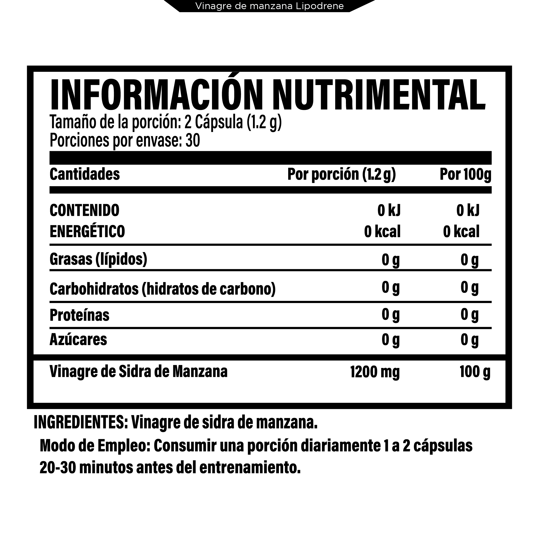 Foto 3 pulgar | Vinagre De Manzana Lipodrene 60 Cápsulas