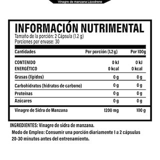 Foto 2 | Vinagre De Manzana Lipodrene 60 Cápsulas